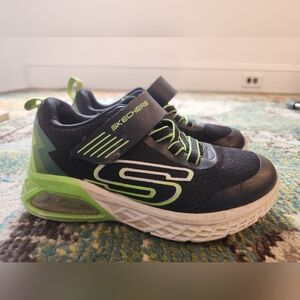 Skechers Kids' Black and Neon Green Sneakers